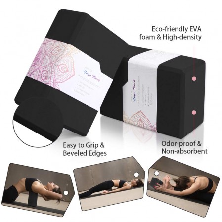 High Density EVA Foam Yoga Blocks & Metal D Ring Strap yoga kit