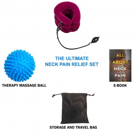 3 tubes Neck Traction Device  Inflatable with spiky ball