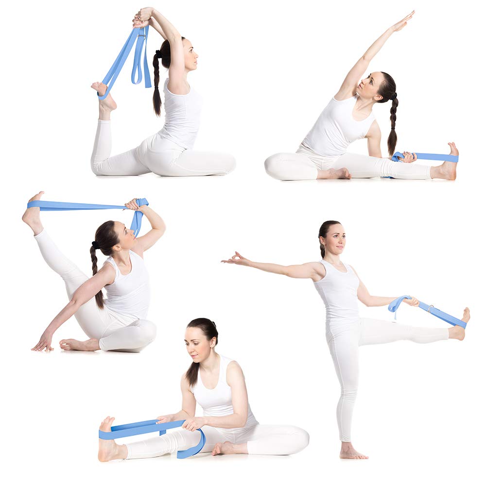 WayEee Yoga Block Set of 2 with D-Ring Yoga Strap Yoga Brick9"x6"x3" Natural and 