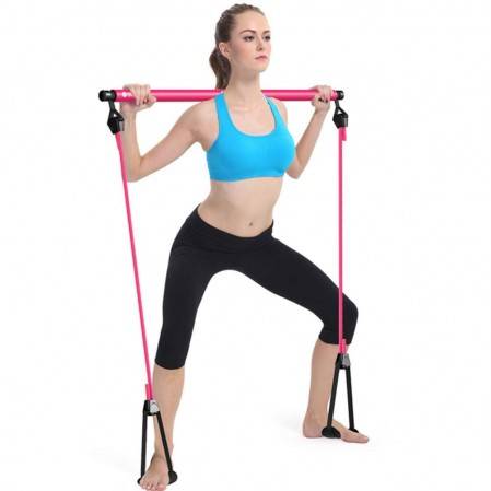 Kit Yoga Pilates Bar con fascia di resistenza, barra tonificante per esercizi Pilates regolabile
