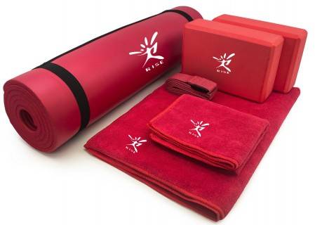 Fitness Yoga kit 6-Piece NBR Mat, 2 Blocks, 1 Mat Towel, 1 Hand Towel and a Strap yoga set