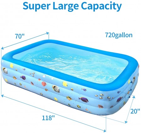 Inflatable Swimming Pool for Kids and Adults Family Size Blow Up Pool