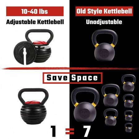 Adjustable Kettlebell Set Strength Training Exercise 10lb-40lb Kettle Ball Handle Grip Free