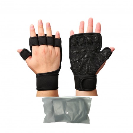 Sport Gym Fitness Workout Exercise Weight Lifting Training Gloves Ventilated with Wrist Wraps Support Full Palm Protection