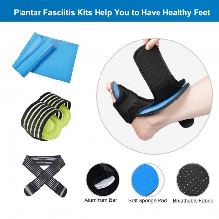 Plantar Fasciitis Night Splint Arch Supports&Elastic Excecise Band