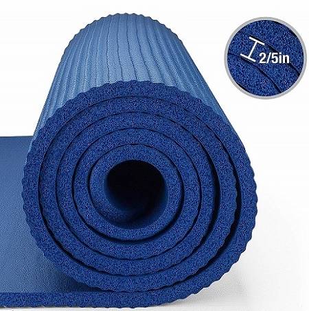 Exercise Mat Thick Yoga Mat Fitness & Easy-Cinch Carrier Strap & Pilates  Sports