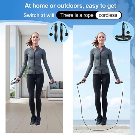 Digital Weight Calories Time Setting Jump Rope with Counter for Indoor and Outdoor Exercise Workout