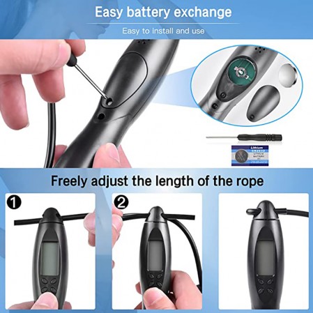 Digital Weight Calories Time Setting Jump Rope with Counter for Indoor and Outdoor Exercise Workout