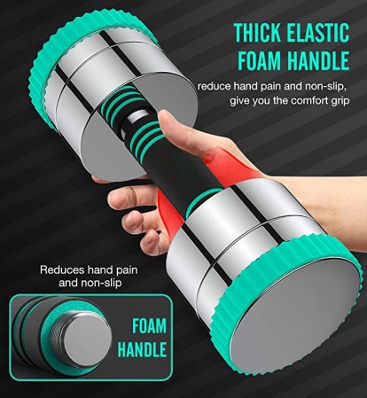 44Lbs Steel Non-Slip Foam Handle Adjustable Weight Dumbell For Men Women Home Gym Office Exercise