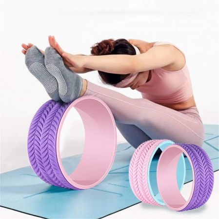3D Leaf Design Anti-Slip Yoga Roller Pilates Rim Double Color Yoga Wheel