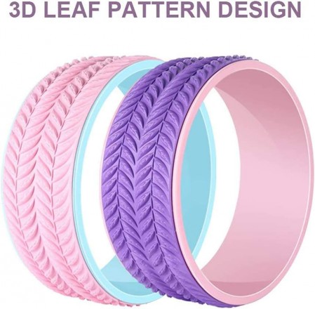 3D Leaf Design Anti-Slip Yoga Roller Pilates Rim Double Color Yoga Wheel