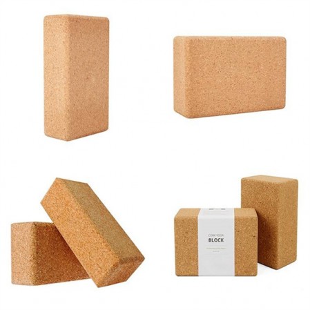 Sustainable Fitness 3*6*9 Inch Natural Cork Yoga Block With Massage Ball
