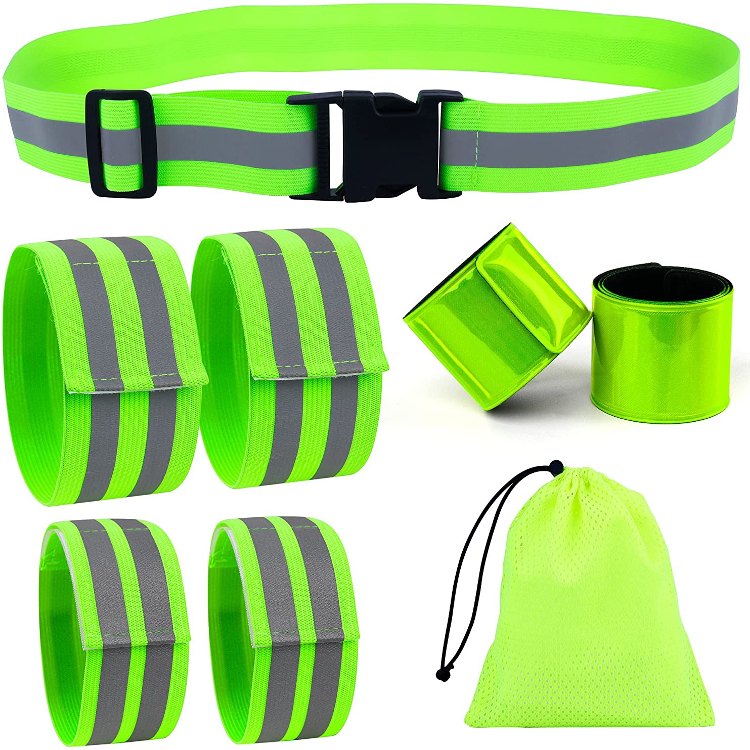 10 x High Visibility Arm Slap Strap Bands Reflective Safety Band Fluorescent Arm 