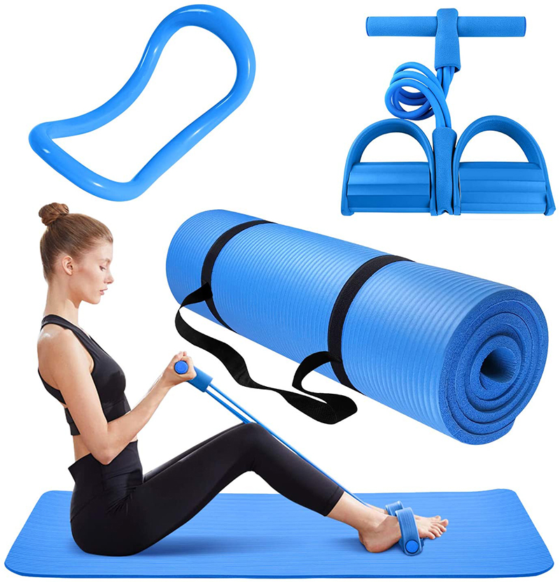 Home Use Excersize 3 Piece Yoga Set with Pedal Resistance Band Pilates Ring Thick Yoga Mat Featured Image