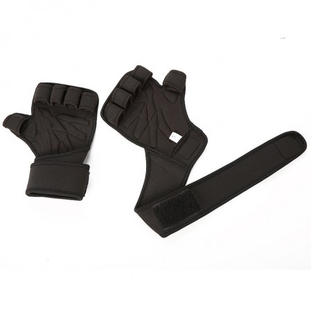 Weight Lifting Gloves with Built-In Wrist Wraps