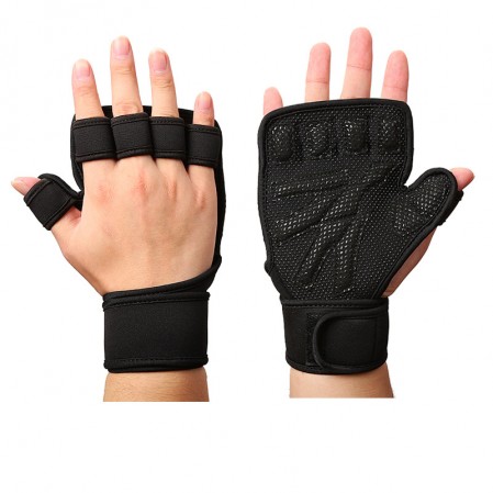Weight Lifting Gloves with Built-In Wrist Wraps