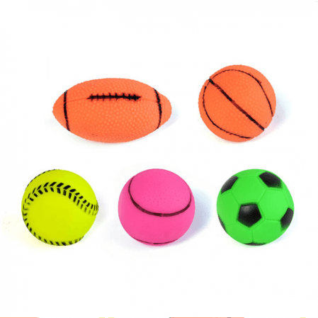 Squeaky Latex Rubber Dog Toy Balls for Small Medium Dogs Interactive Chew Sound Fetch Play