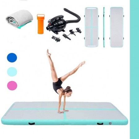 Gym Exercise Thick Inflatable Crash Folding Gymnastics Mat With Pump For Tumbling Yoga Fitness