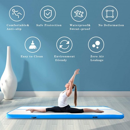 Gym Exercise Thick Inflatable Crash Folding Gymnastics Mat With Pump For Tumbling Yoga Fitness