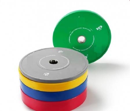 Color Coded Olympic 2-Inch Rubber Bumper Plate with Steel Hub for Strength Training, Weightlifting