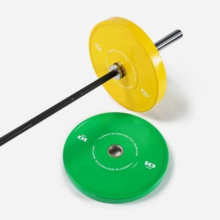 Color Coded Olympic 2-Inch Rubber Bumper Plate with Steel Hub for Strength Training, Weightlifting
