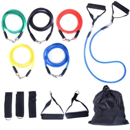 Factory direct TPE 13 Pieces Resistance Band Set with Exercise Tube Bands Door Anchor Ankle Straps Core Sliders