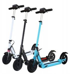 folding electric scooter r803b for adult with 8 inch brushless motor wheel lcd screen black white blue color for sale