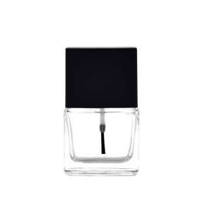 10ml Square Empty Nail Polish Glass Bottle with Black Cap and Brush
