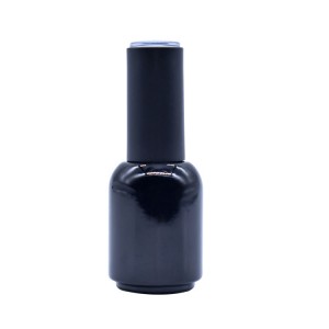 15ml empty round black nail glass bottle wholesale with cap and brush