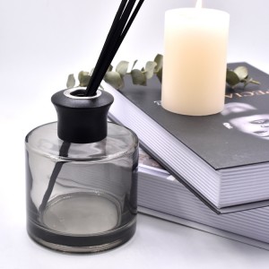 200ml Transparent Black Color Coated Home Diffuser Glass Bottle With Fiber sticks