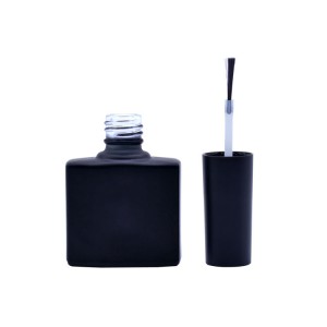 12ML flat square black coated nail polish bottles glass