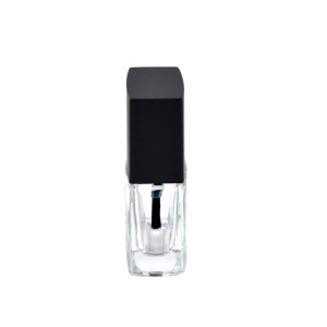 10ml Square Empty Nail Polish Glass Bottle with Black Cap and Brush