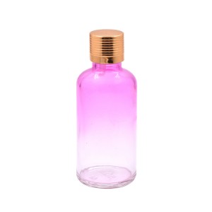 50ml  cylindrical gradient painted essential oil glass bottle with golden cap