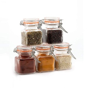 hot sale square spice glass jar with airtight lid