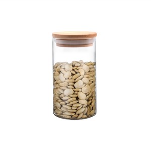 Glass Food Storage Jars Containers with Airtight Bamboo Lids 12 OZ (350 ML) Kitchen Glass Canisters