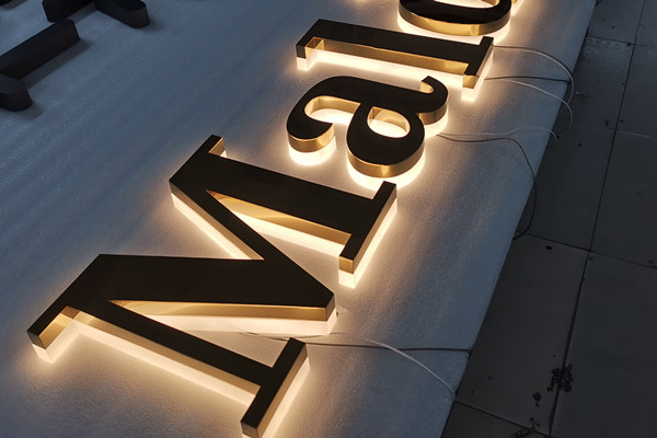 3D LED Backlit Signs With Brushed Gold Plated Letter Shell And Visible  Thickness Acrylic Back Panel For Louis Vuitton│
