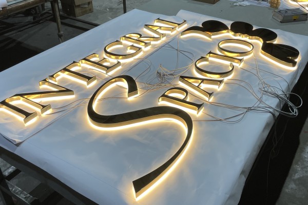 3D LED Backlit Signs With Mirror Polished Stainless Steel Border