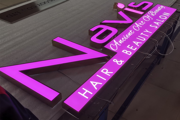 Outdoor hair salon advertising sign led illuminated signs channel letter beauty salon logo signboard Featured Image