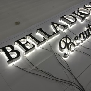 Illuminated signage China silver metal signage stainless steel sign backlit letters for buildings