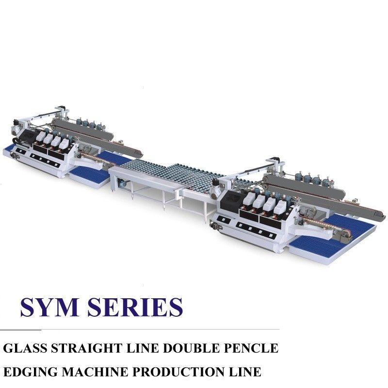 I Type Glass Edging Machine , Glass Double Edger Line CE ISO Approval,Glass Double Edger
