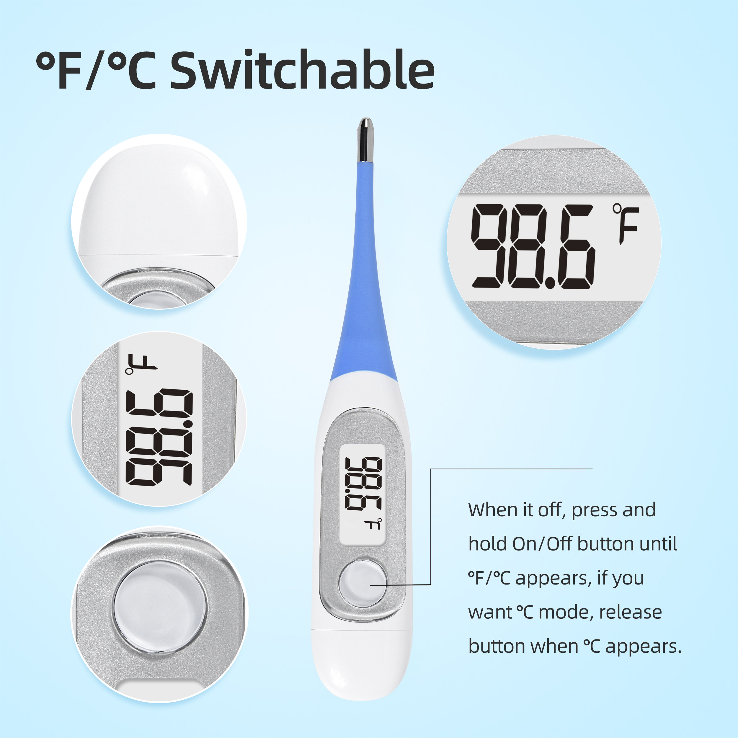 How to change digital thermometer from Celsius to Fahrenheit？