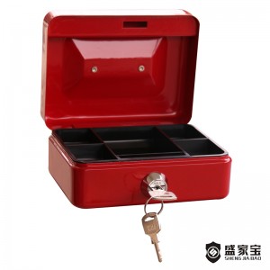 SHENGJIABAO Keylock Portable Mini Cash Box Money Box 5″ For Cash and Coins SJB-125CB