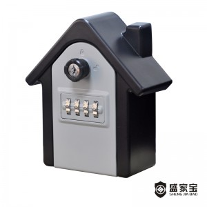 SHENGJIABAO Cassetta di sicurezza con chiave a combinazione resistente agli agenti atmosferici a forma di casa 4 codici SJB-Z135KBM4