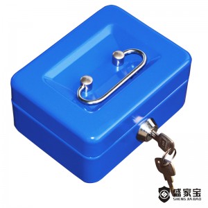 SHENGJIABAO Keylock Portable Mini Cash Box Money Box 5″ For Cash and Coins SJB-125CB