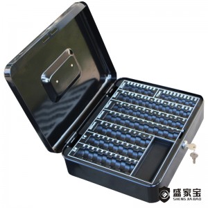 SHENGJIABAO Colorful Steel Portable Euro Coin Tray Money Box Saving Bank With Handle 12″ SJB-300CB-E2