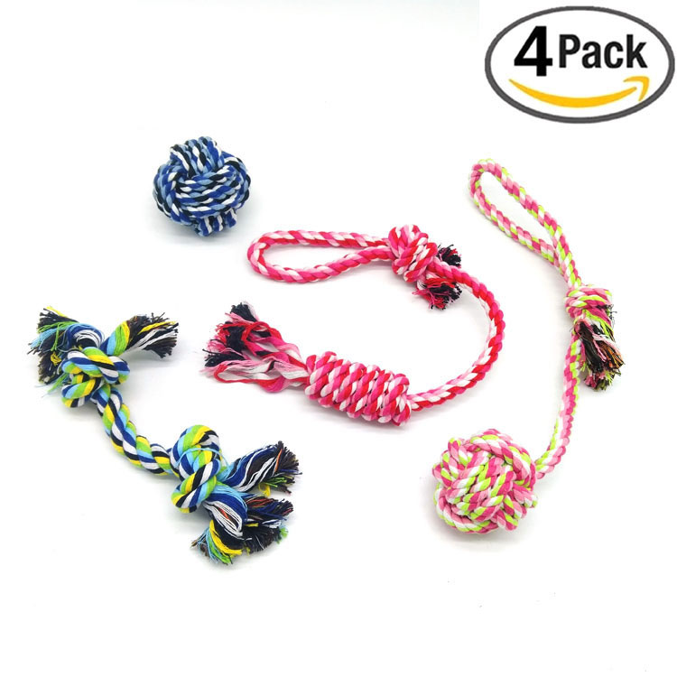 Pets Dog Toy Set for Large Dogs and Aggressive Chewers - 7 Nearly Indestructible Cotton Ropes