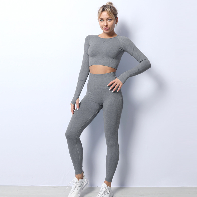 New seamless knit yoga suit, Autumn/winter breathable fitness garment