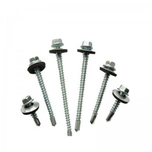 factory price sds hexagonal self drillingl screw DIN7504(K) with epdm bonded washer 6.3*32 white zinc