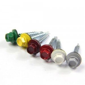 Paint process hex washer head self drilling screws white zinc and epdm washer roofing screws