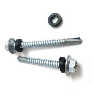 Hex flange self drilling screw with EPDM washer